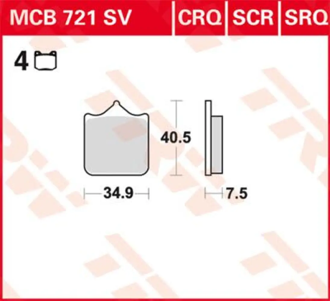 TRW - BRAKE PAD TRW MCB721SV - 17211131