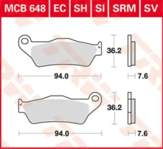 TRW - BRAKE PAD TRW MCB648 - 17220497