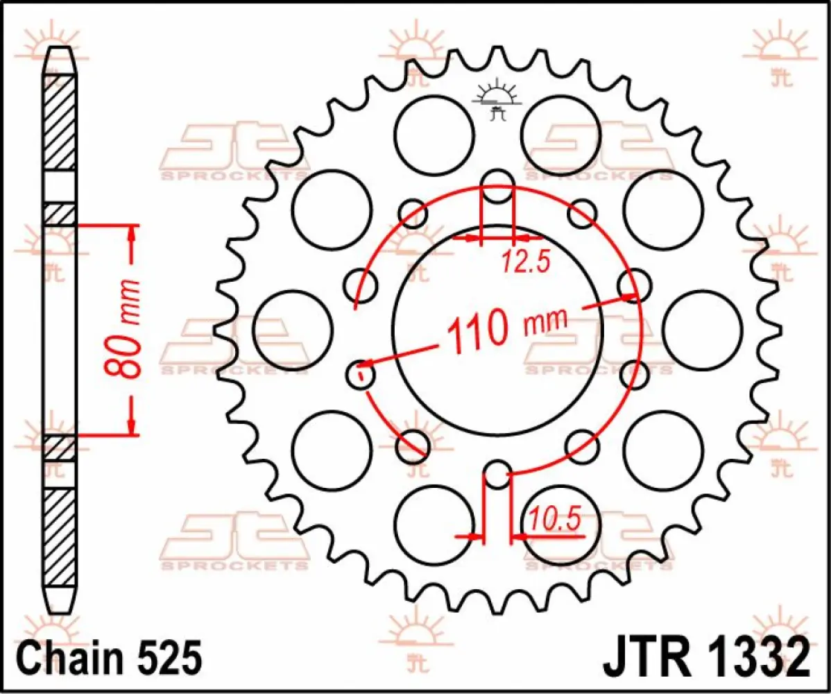 JT SPROCKETS - SPROCKET REAR 46T 525 - 12100410