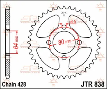 JT SPROCKETS - SPROCKET REAR 45T 428 - 12100483