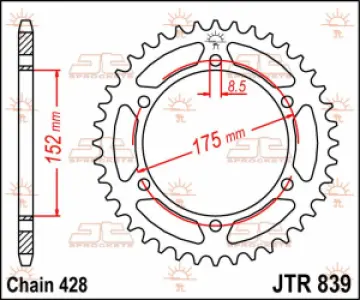 JT SPROCKETS - SPROCKET REAR 57T 428 - 12100485