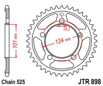 JT SPROCKETS - SPROCKET REAR 42T 525 - 12101369