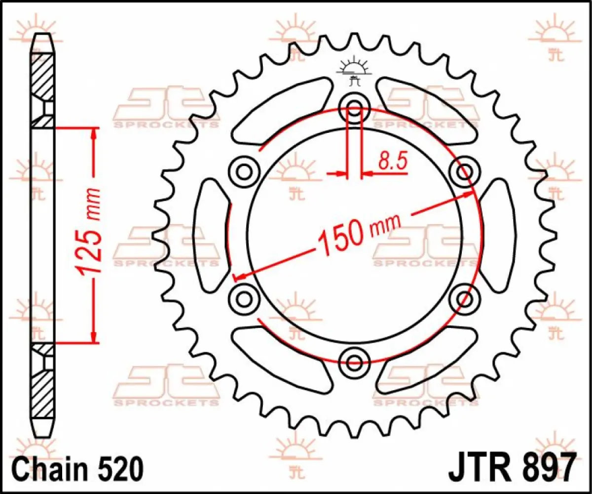 JT SPROCKETS - SPROCKET REAR 53T 520 - 12101814