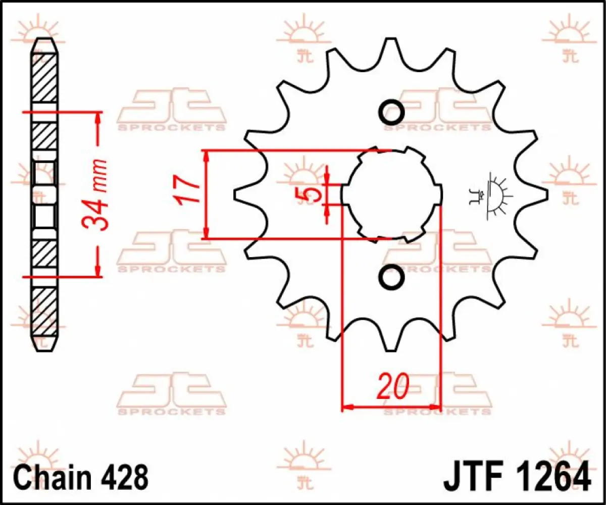 JT SPROCKETS - SPROCKET FRONT 15T 428 - 12120544
