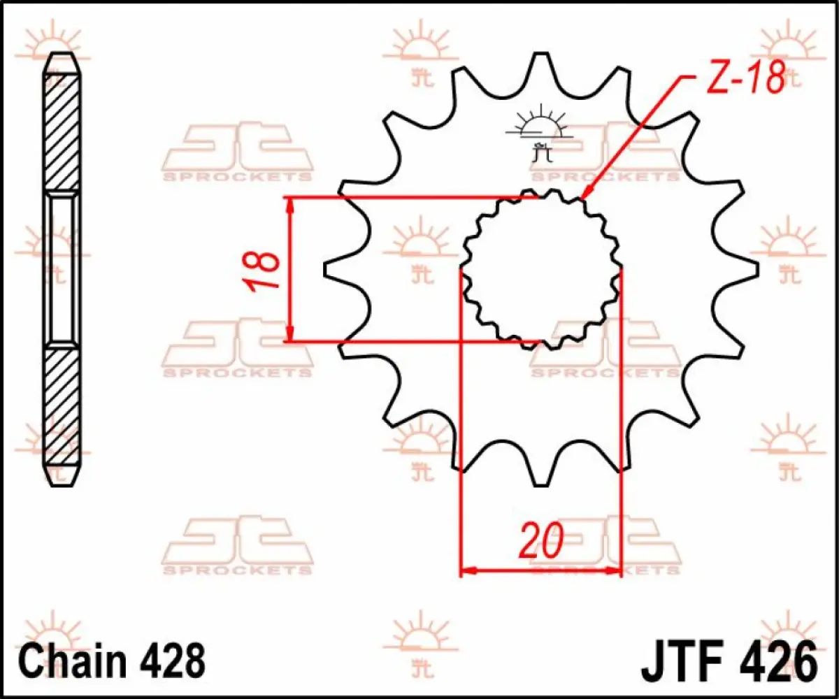 JT SPROCKETS - SPROCKET FRONT 15T 428 - 12120795