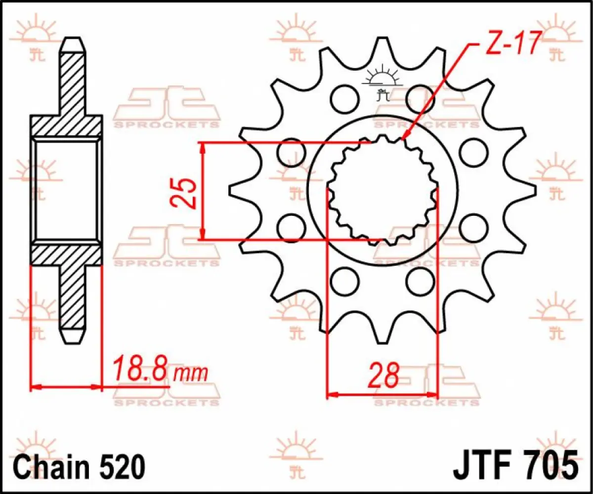 JT SPROCKETS - SPROCKET FRONT 16T 520 - 12120803