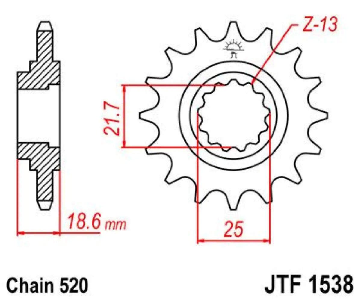 JT SPROCKETS - SPROCKET FRONT 13T 520 - 12121221