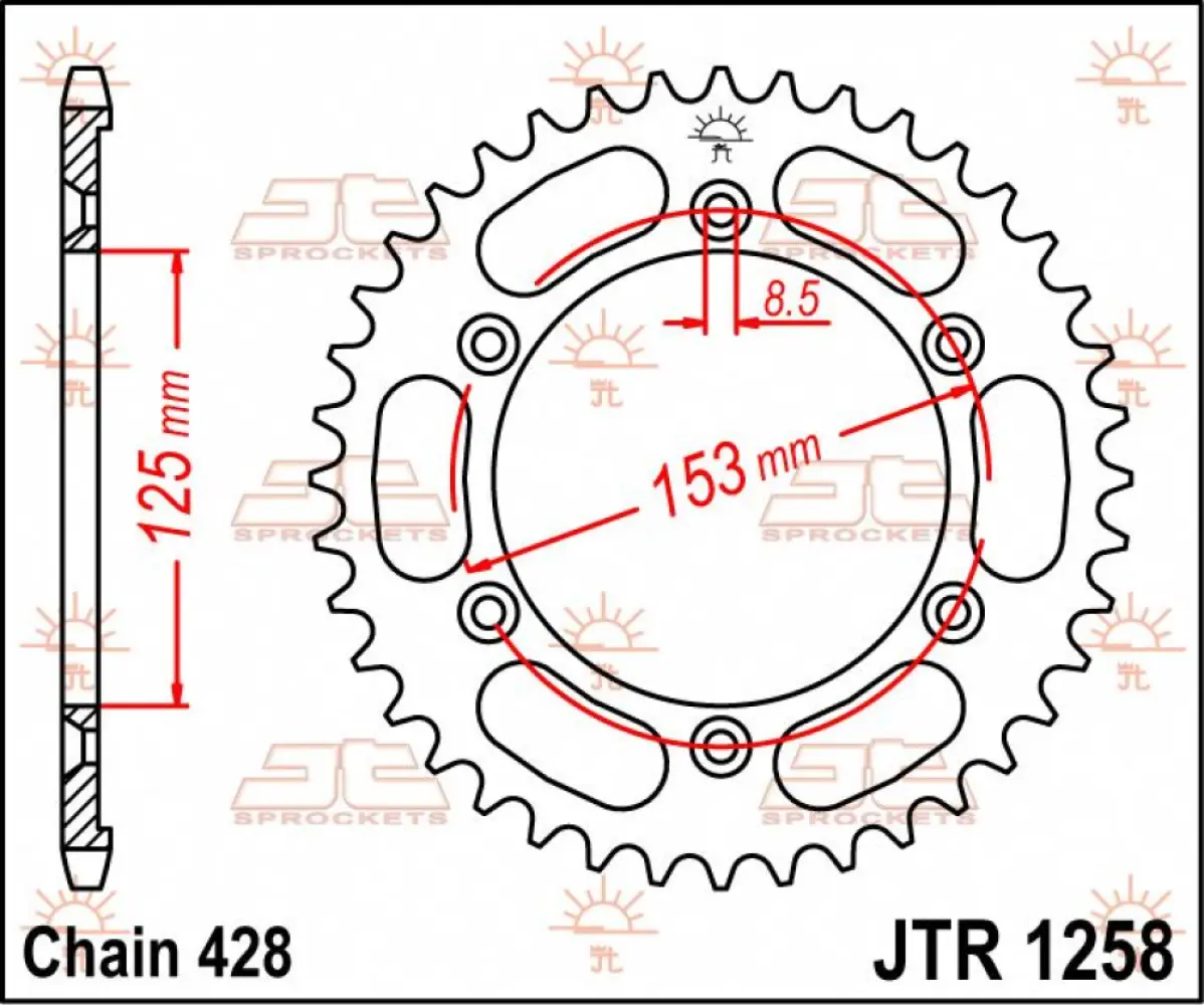JT SPROCKETS - SPROCKET REAR 54T 428 - 12100404