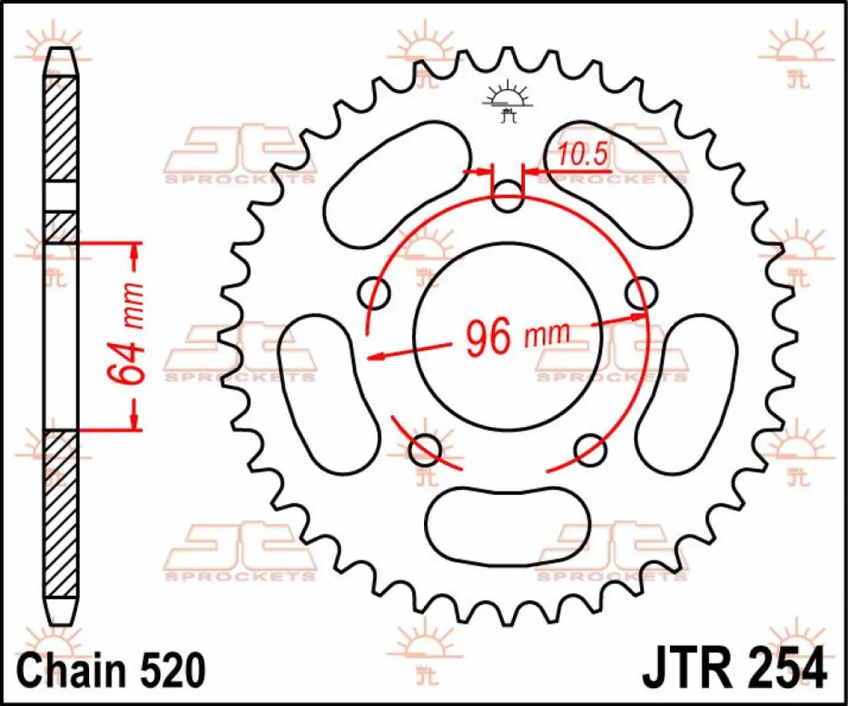 JT SPROCKETS - SPROCKET REAR 37T 520 - 12100428