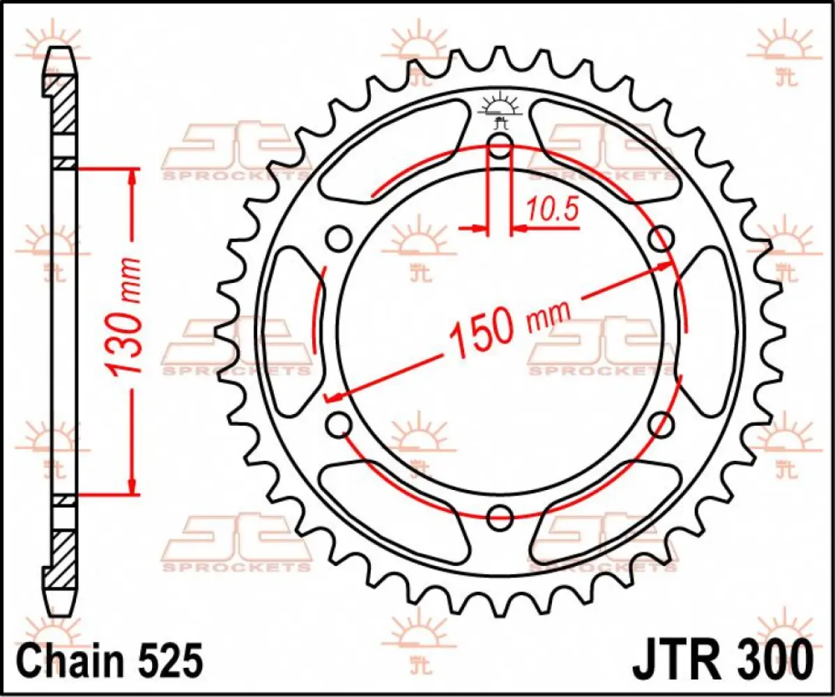 JT SPROCKETS - SPROCKET REAR 42T 525 - 12100444