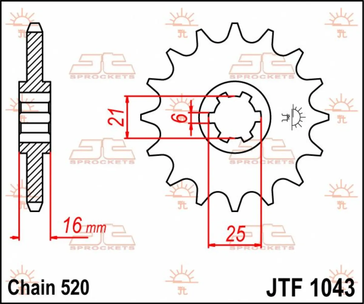 JT SPROCKETS - SPROCKET FRONT 14T 520 - 12120530