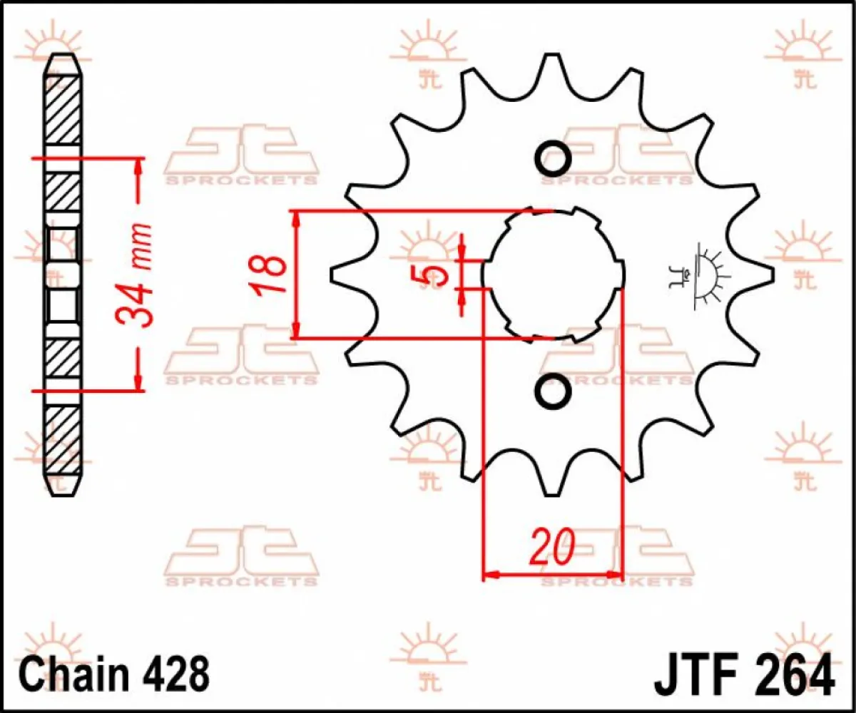 JT SPROCKETS - SPROCKET FRONT 14T 428 - 12120560