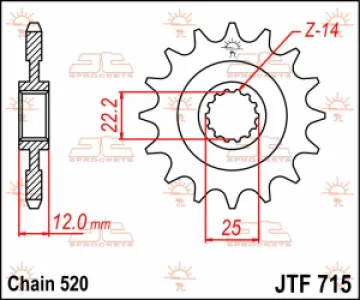 JT SPROCKETS - SPROCKET FRONT 12T 520 - 12120604