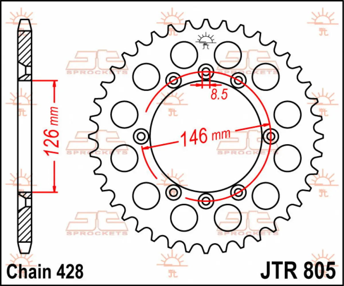 JT SPROCKETS - SPROCKET REAR 50T 428 - 12100762