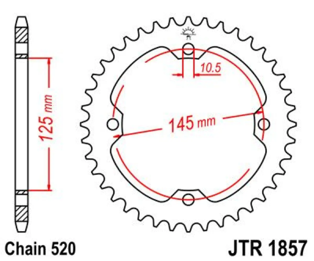 JT SPROCKETS - SPROCKET REAR 38T 520 BLK - 12101617
