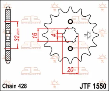 JT SPROCKETS - SPROCKET FRONT 14T 428 - 12120785