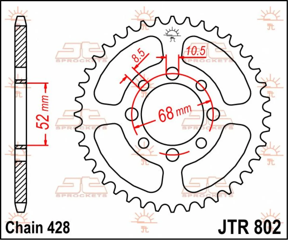 JT SPROCKETS - SPROCKET REAR 38T 428 - 12100681