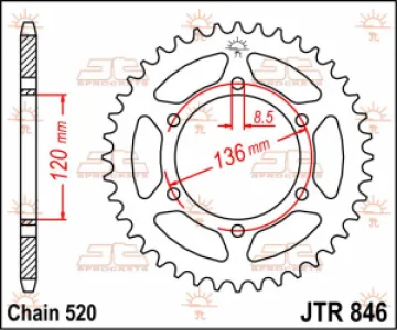 JT SPROCKETS - SPROCKET REAR 39T 520 - 12100690