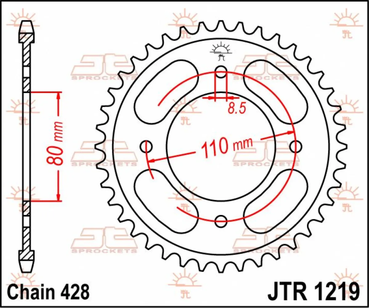 JT SPROCKETS - SPROCKET REAR 42T 428 - 12100702