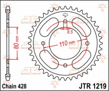 JT SPROCKETS - SPROCKET REAR 42T 428 - 12100702