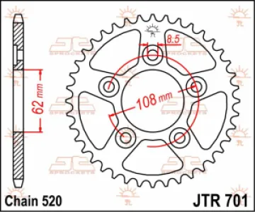 JT SPROCKETS - SPROCKET REAR 42T 520 - 12100709