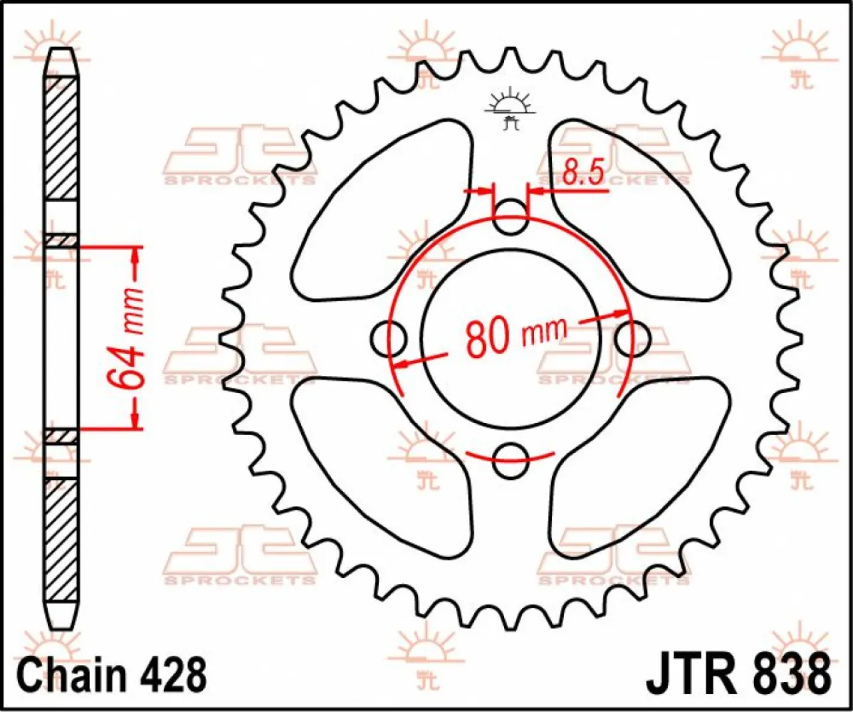 JT SPROCKETS - SPROCKET REAR 43T 428 - 12100717