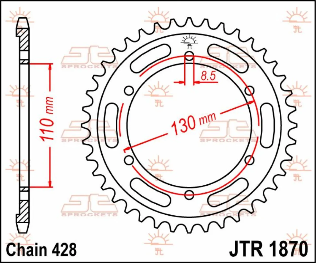 JT SPROCKETS - SPROCKET REAR 44T 428 - 12100718