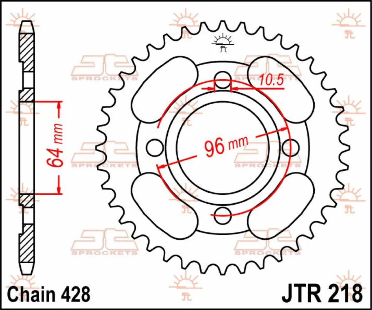 JT SPROCKETS - SPROCKET REAR 44T 428 - 12100719
