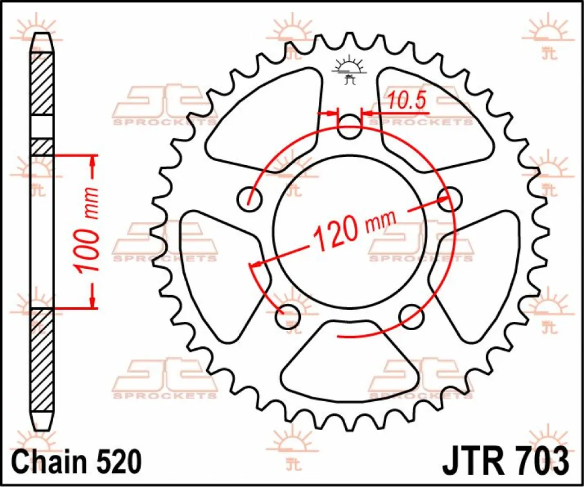 JT SPROCKETS - SPROCKET REAR 44T 520 - 12100723