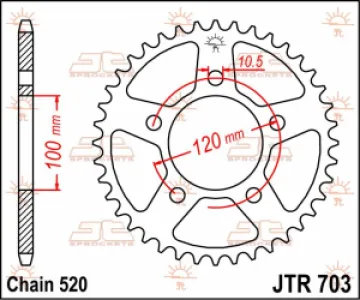 JT SPROCKETS - SPROCKET REAR 44T 520 - 12100723