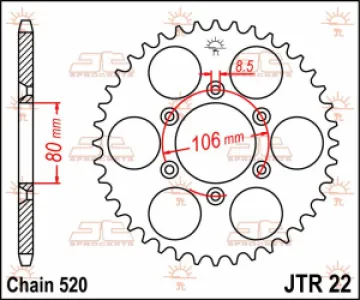 JT SPROCKETS - SPROCKET REAR 45T 520 - 12100730