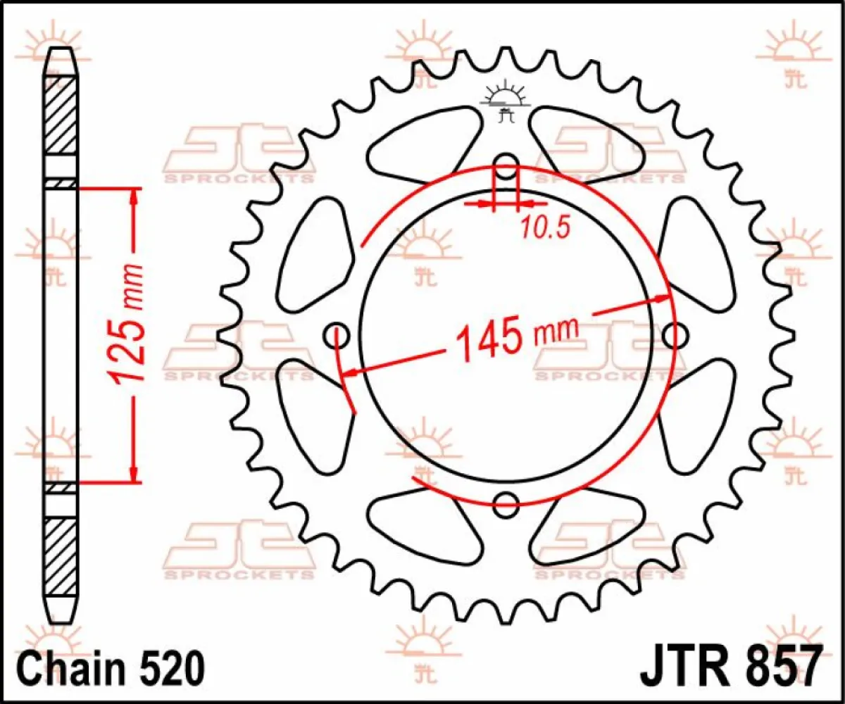 JT SPROCKETS - SPROCKET REAR 46T 520 - 12100739