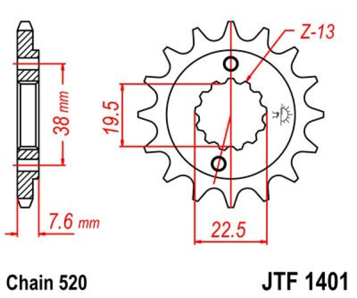 JT SPROCKETS - SPROCKET FRONT 16T 520 - 12121207