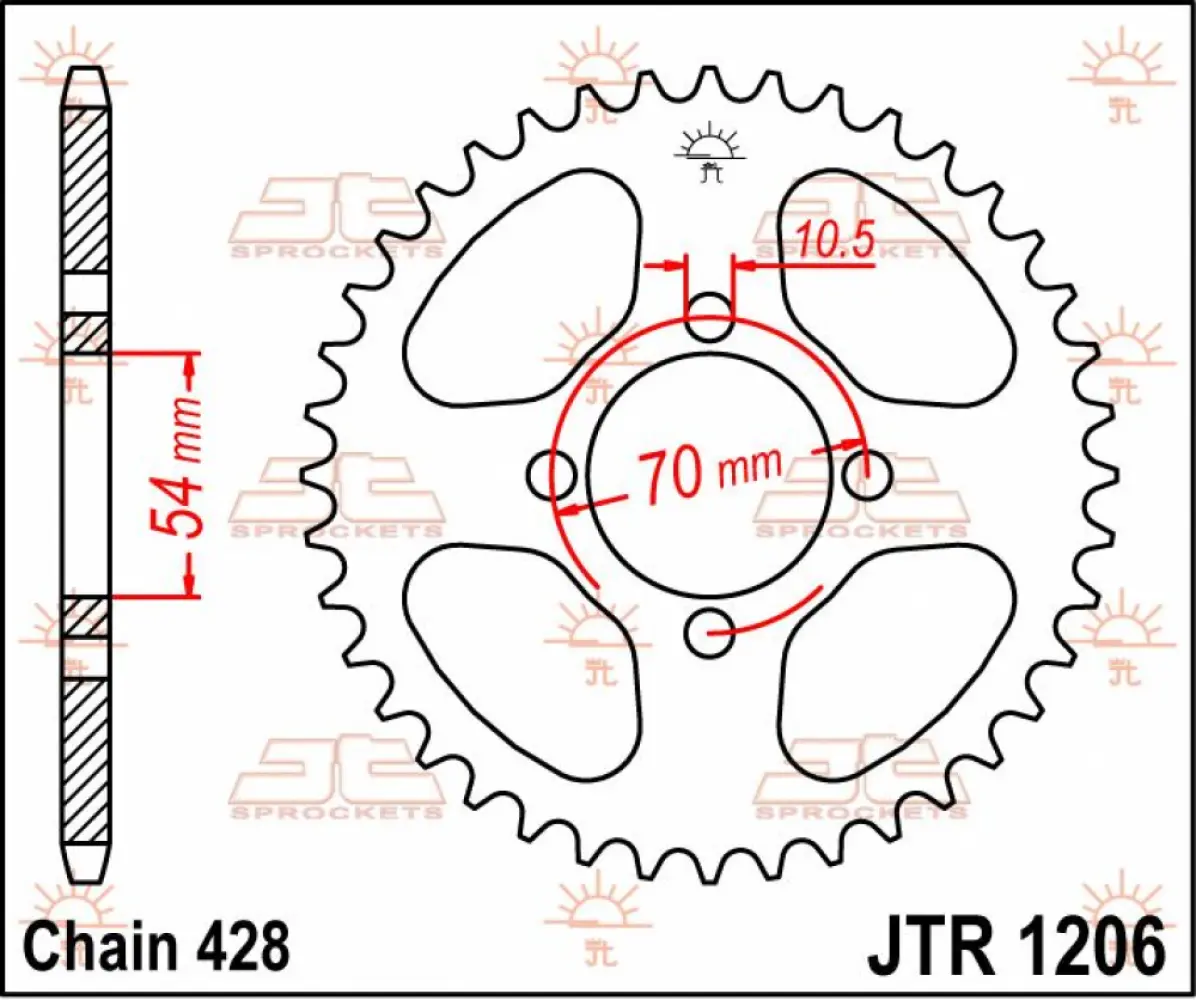 JT SPROCKETS - SPROCKET REAR 42T 428 - 12100402