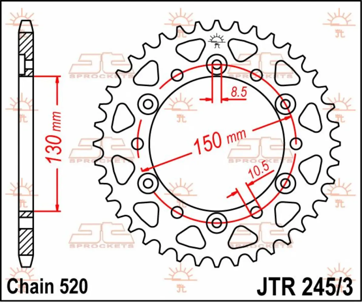 JT SPROCKETS - SPROCKET REAR 45T 520 - 12100425