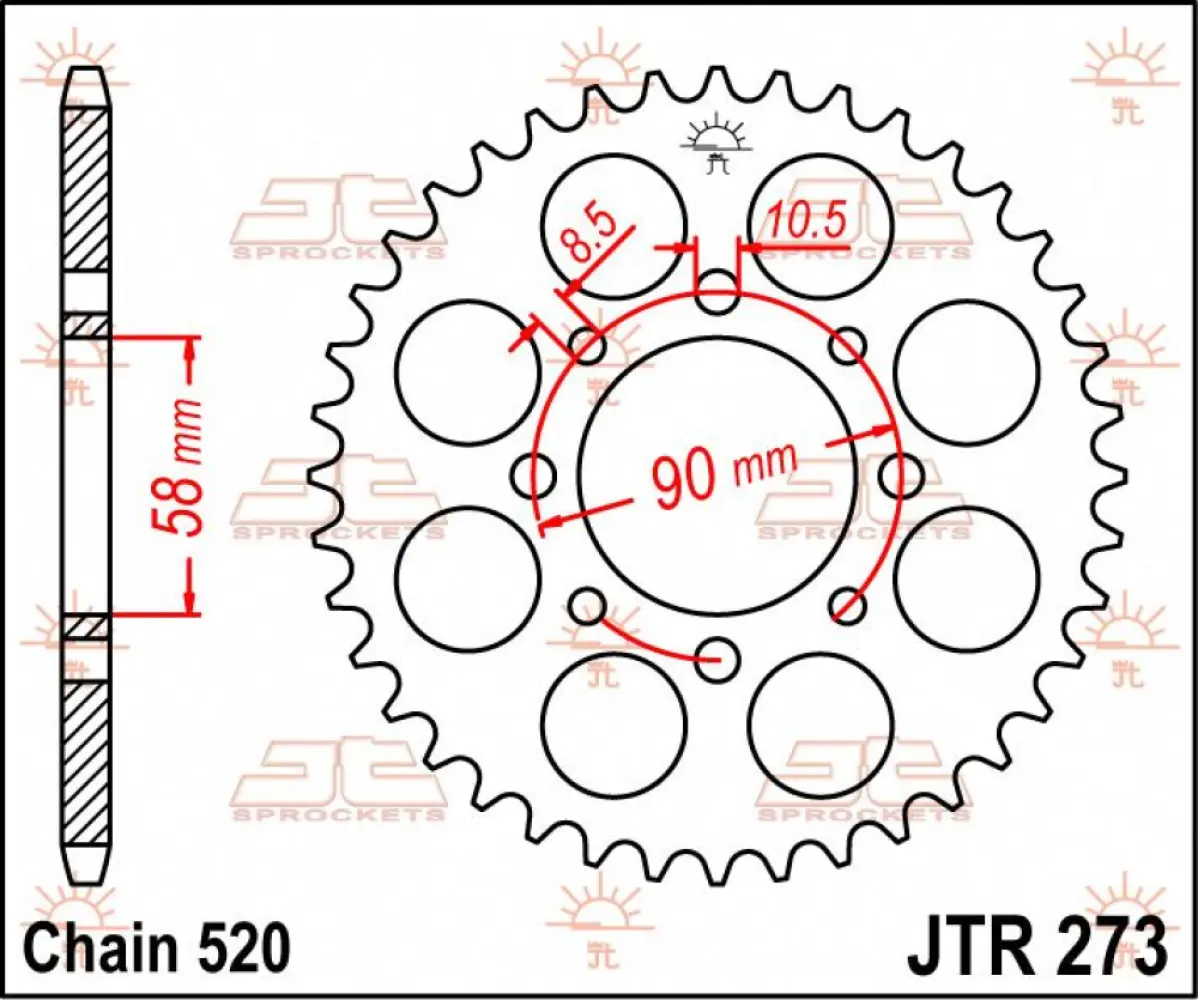 JT SPROCKETS - SPROCKET REAR 42T 520 - 12100439