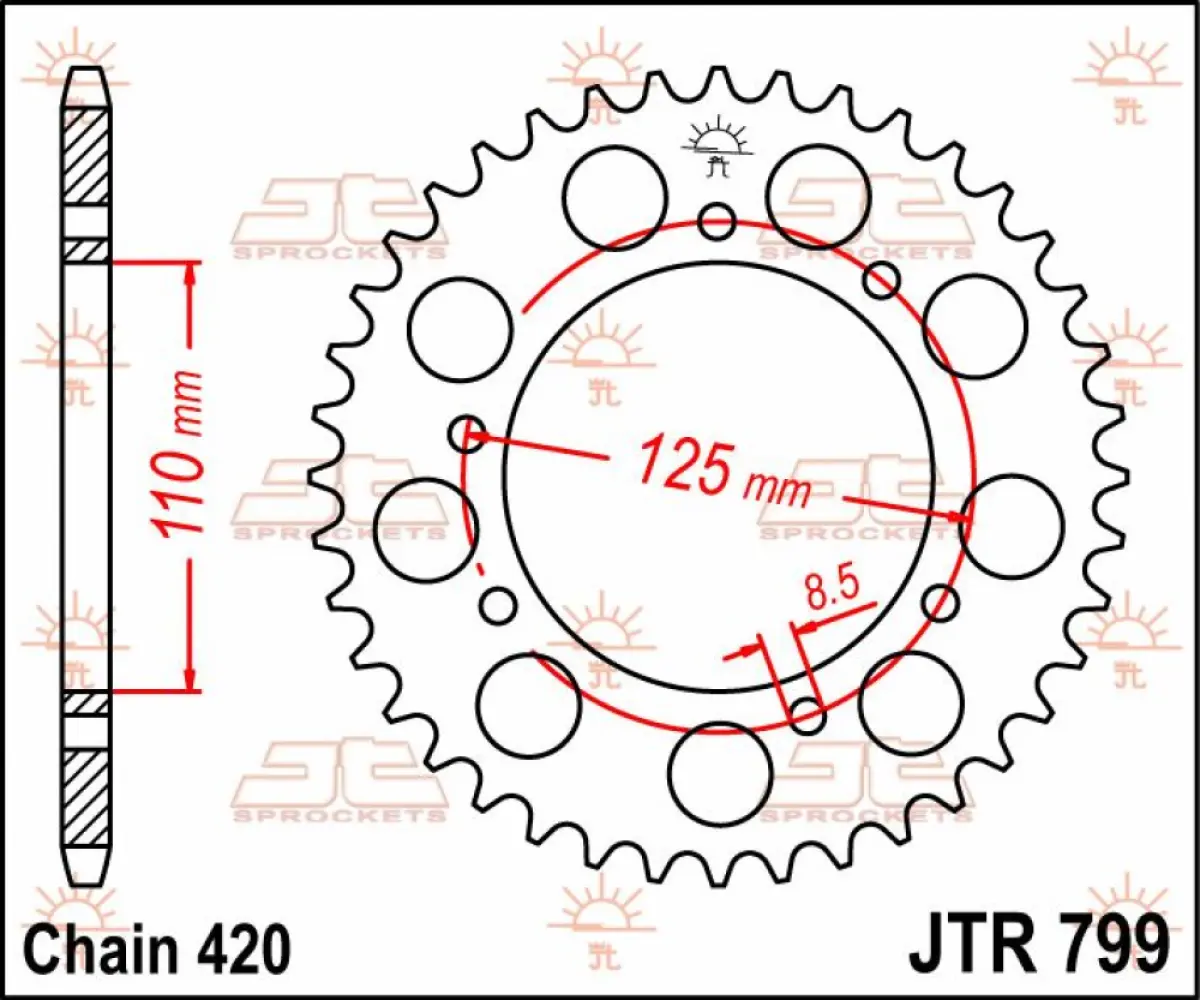 JT SPROCKETS - SPROCKET REAR 50T 420 - 12100467