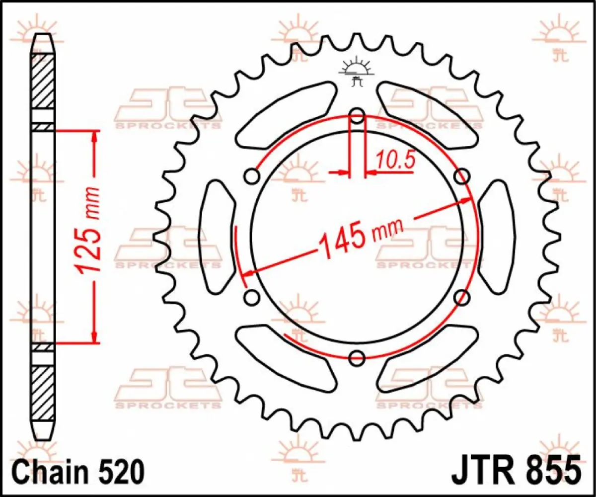 JT SPROCKETS - SPROCKET REAR 45T 520 - 12100489