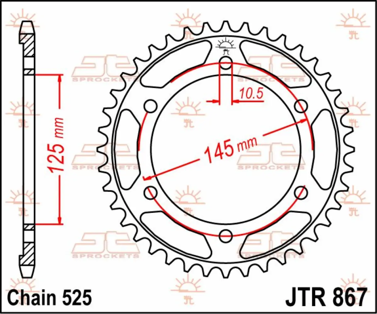 JT SPROCKETS - SPROCKET REAR 42T 525 - 12100500