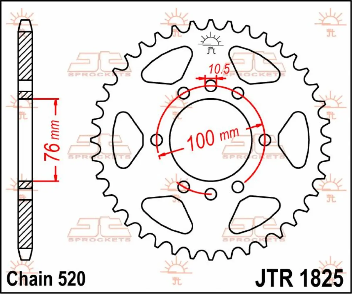 JT SPROCKETS - SPROCKET REAR 42T 520 - 12100704