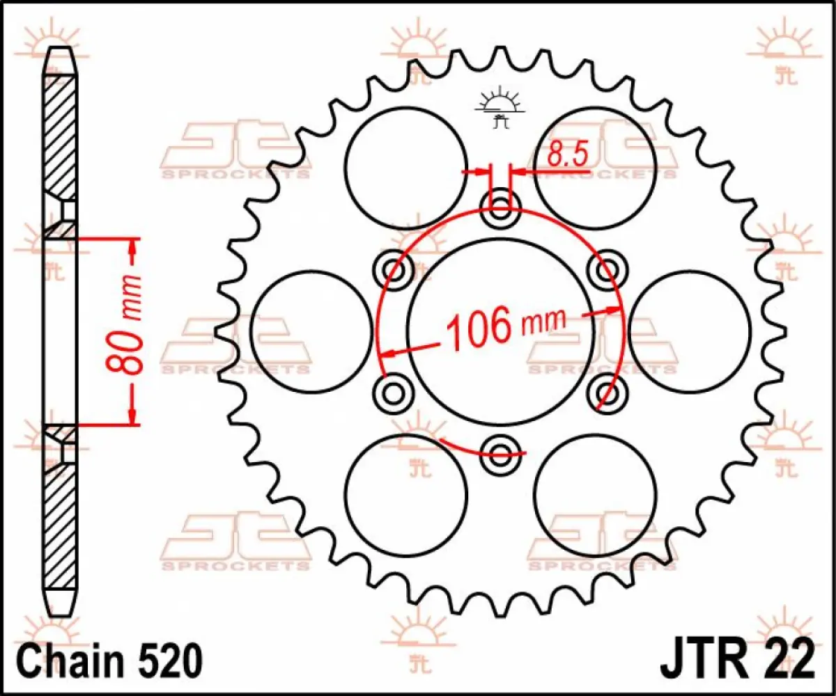 JT SPROCKETS - SPROCKET REAR 45T 520 - 12100730