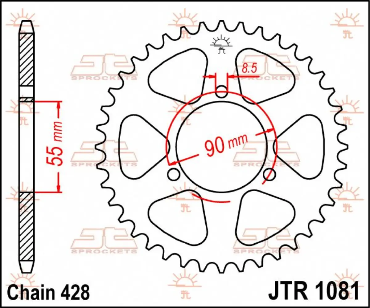 JT SPROCKETS - SPROCKET REAR 46T 428 - 12100734