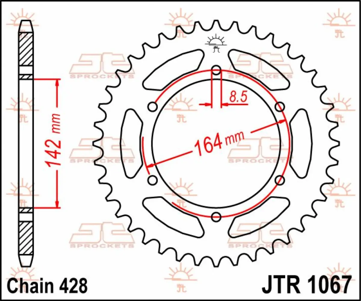 JT SPROCKETS - SPROCKET REAR 52T 428 - 12100766