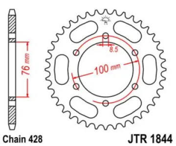 JT SPROCKETS - SPROCKET REAR 44T 428 - 12101360