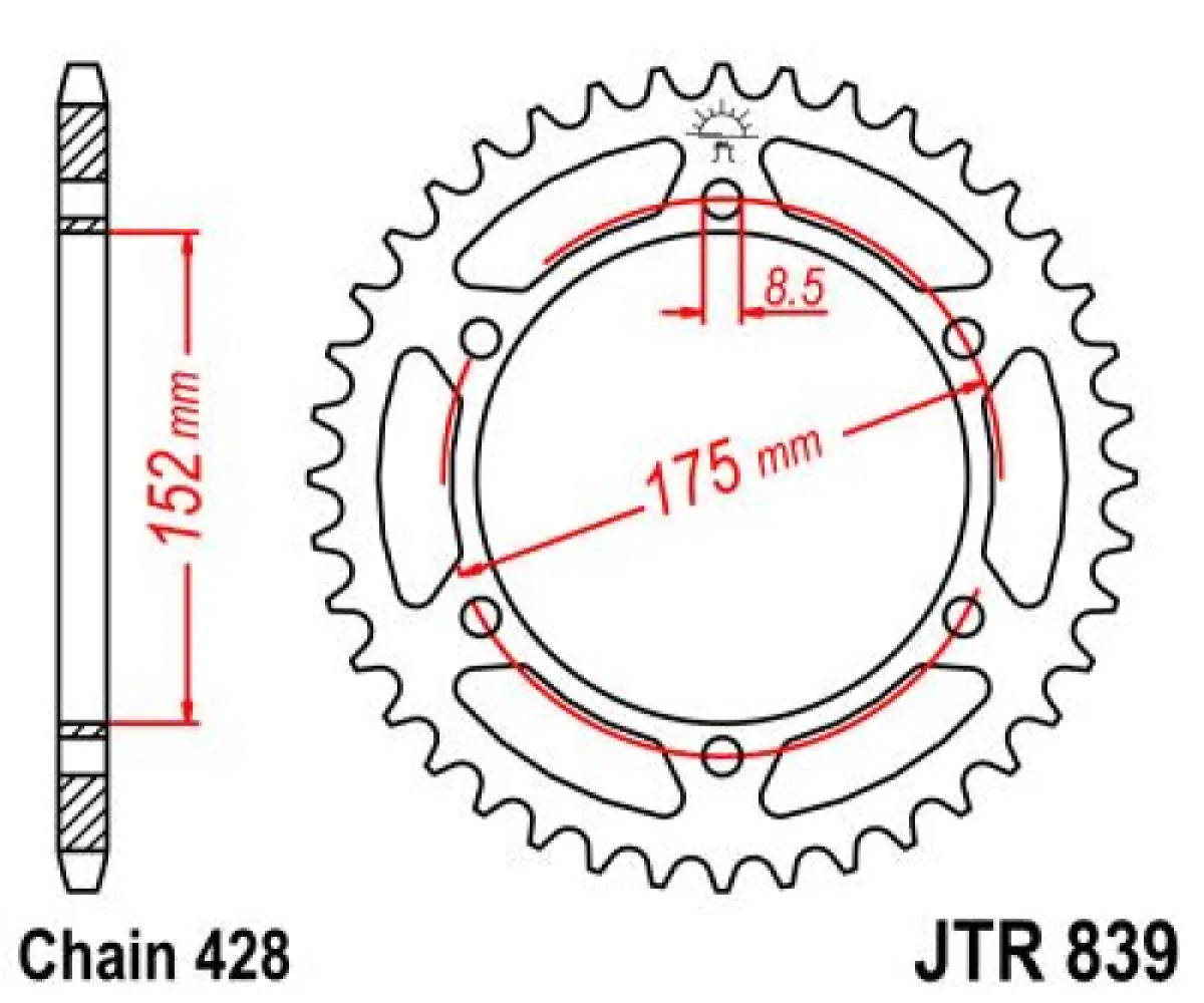 JT SPROCKETS - SPROCKET REAR 51T 428 - 12101367