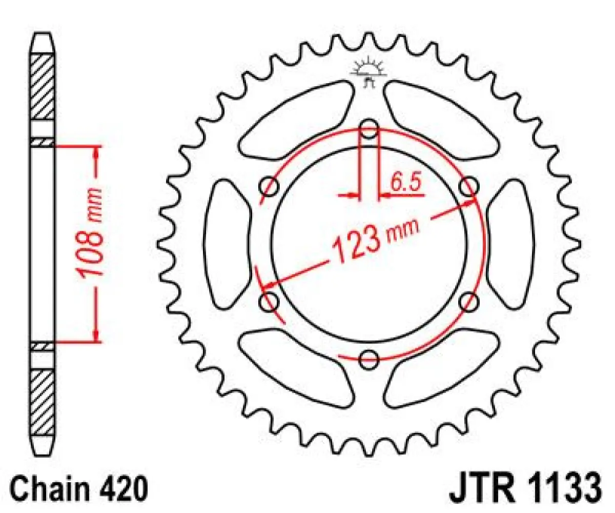 JT SPROCKETS - SPROCKET REAR 65T 420 - 12101440