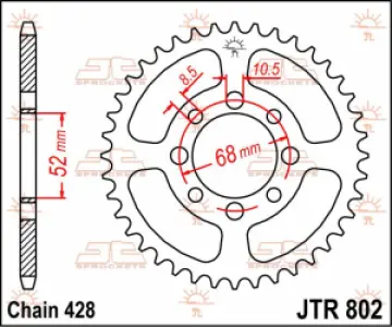 JT SPROCKETS - SPROCKET REAR 44T 428 - 12101807