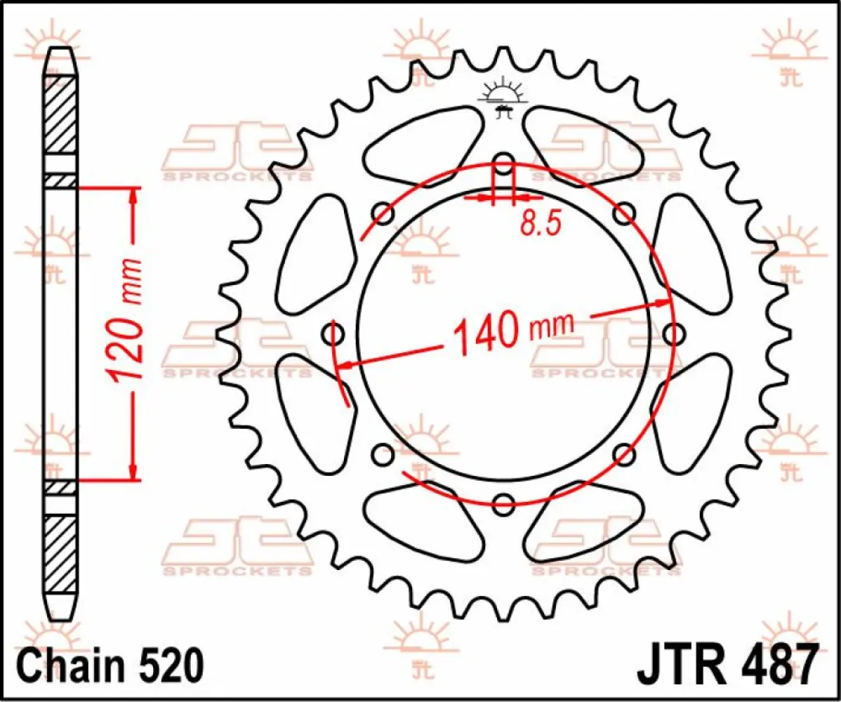 JT SPROCKETS - SPROCKET REAR 38T 520 - 12101134