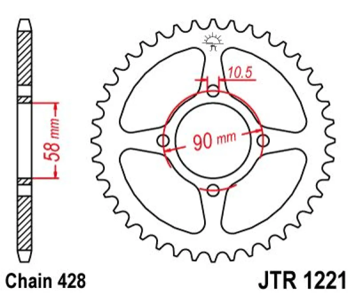 JT SPROCKETS - SPROCKET REAR 42T 428 - 12101352