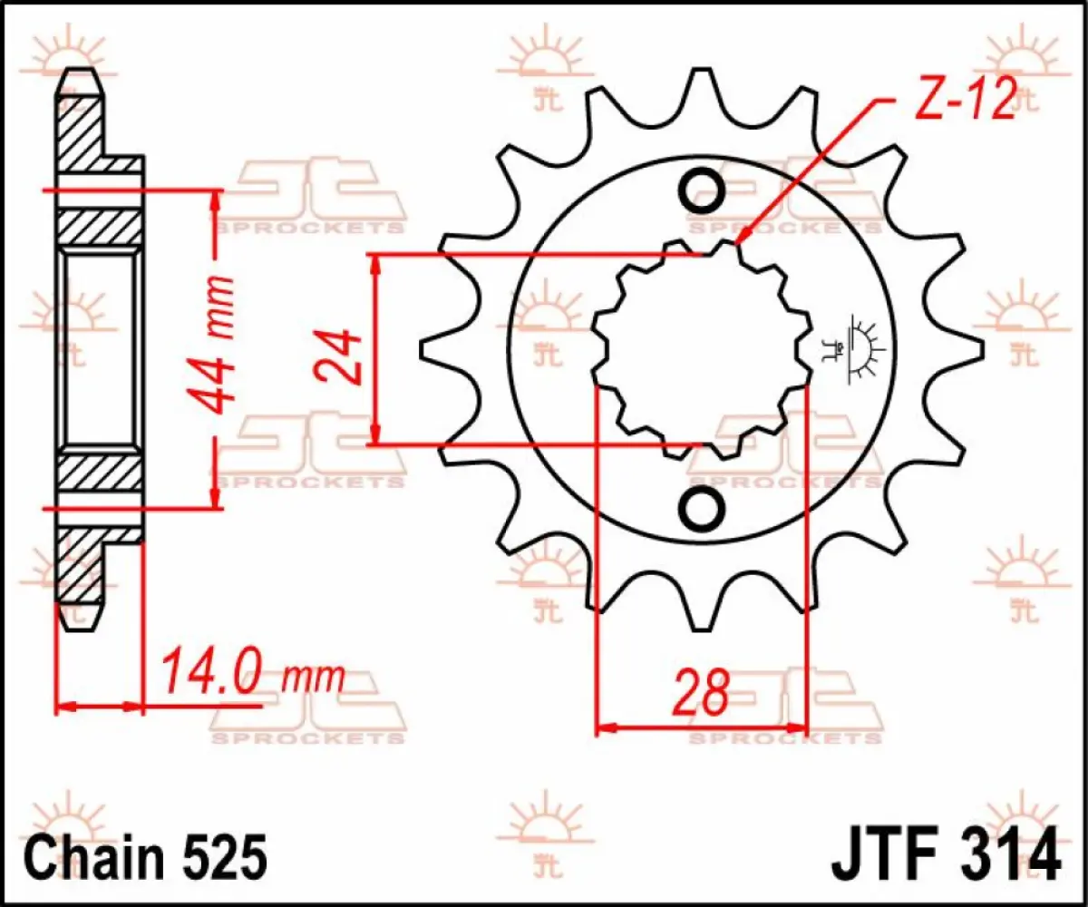 JT SPROCKETS - SPROCKET FRONT 16T 525 - 12120570